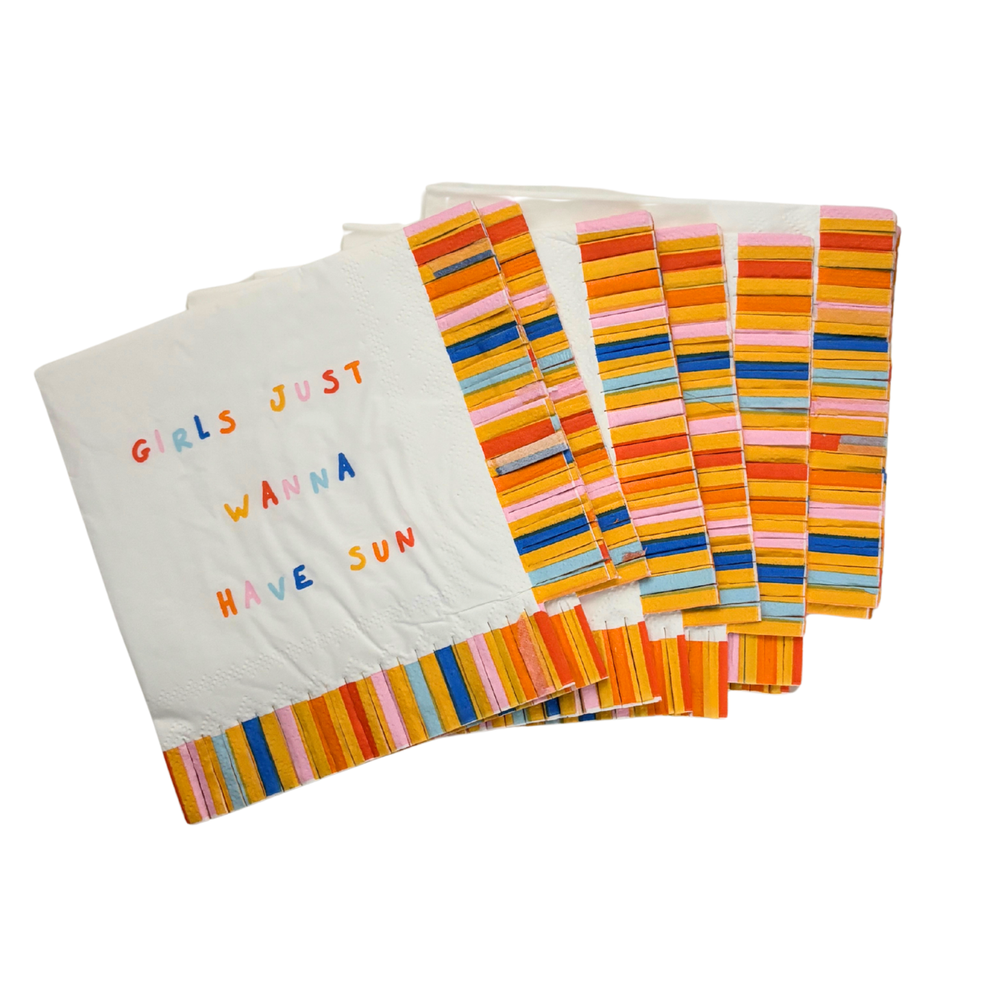 Girls Just Wanna Have Sun Fringe Beverage Napkins  | Party Cocktail Paper Napkin | 5"