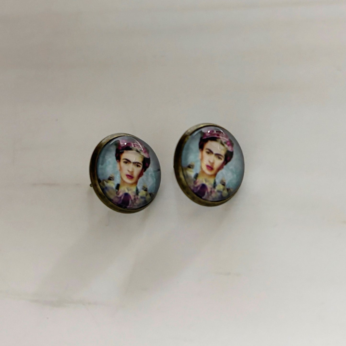 Frida Kahlo Small Cabochon Stud Earrings | Frida Portrait Jewelry