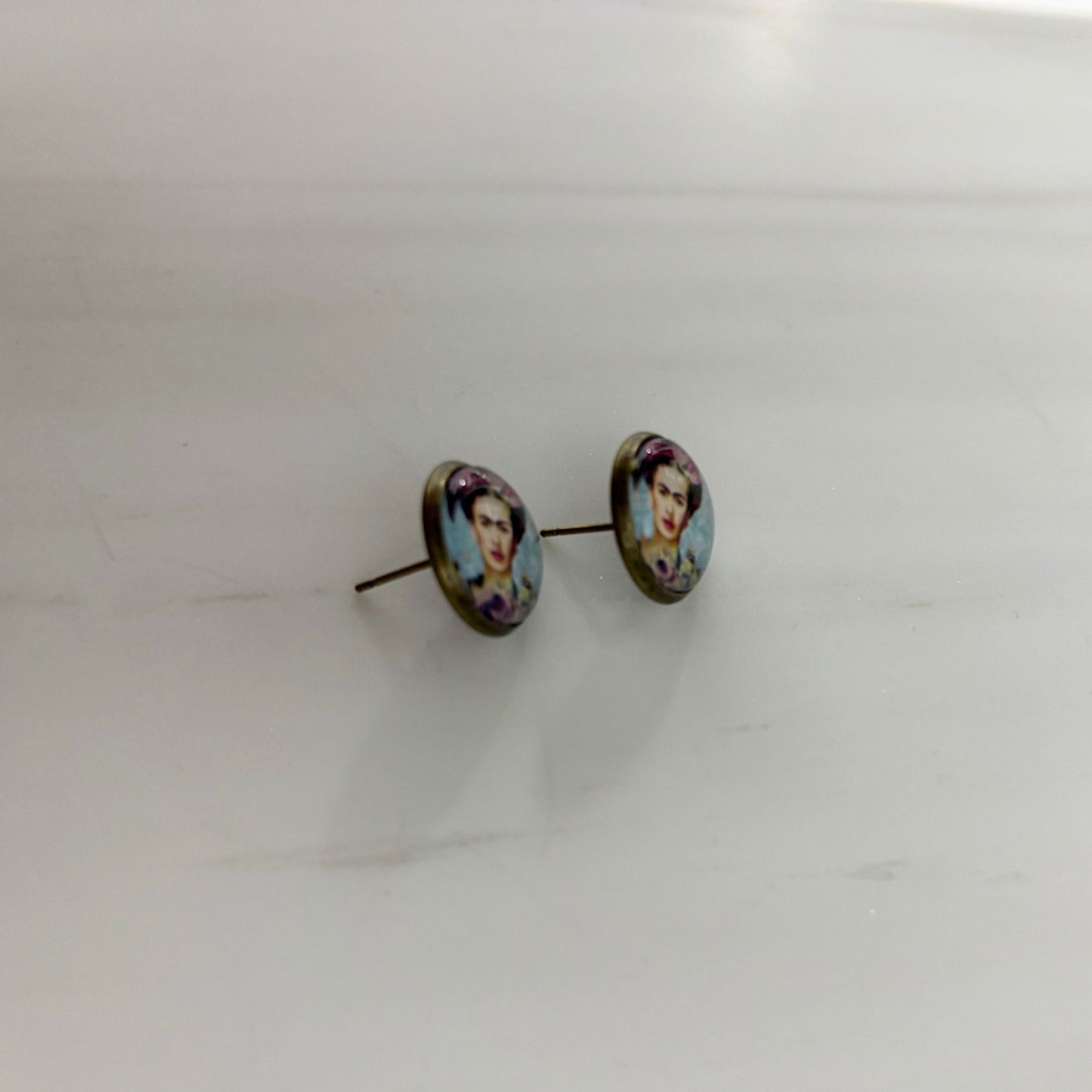 Frida Kahlo Small Cabochon Stud Earrings | Frida Portrait Jewelry