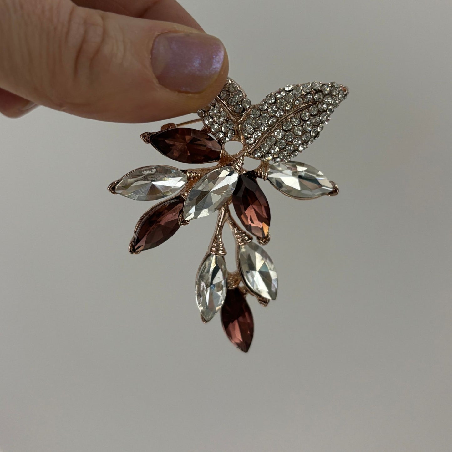 Burgundy Hue Brooch Set of 2 | Coordinating Gem & Gold Brooches