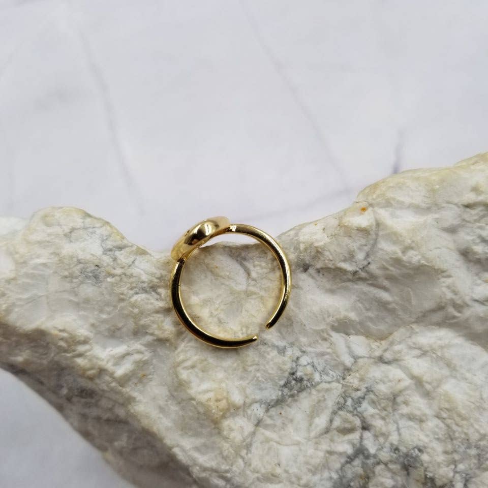 Zircon Mushroom Adjustable Ring | 18K Gold Plated