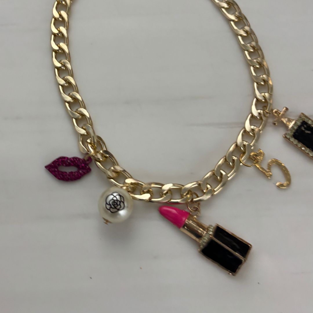 Chunky Coco Charm Necklace | Gold Chain with Lipstick, No. 5 & Coco Chanel Charms