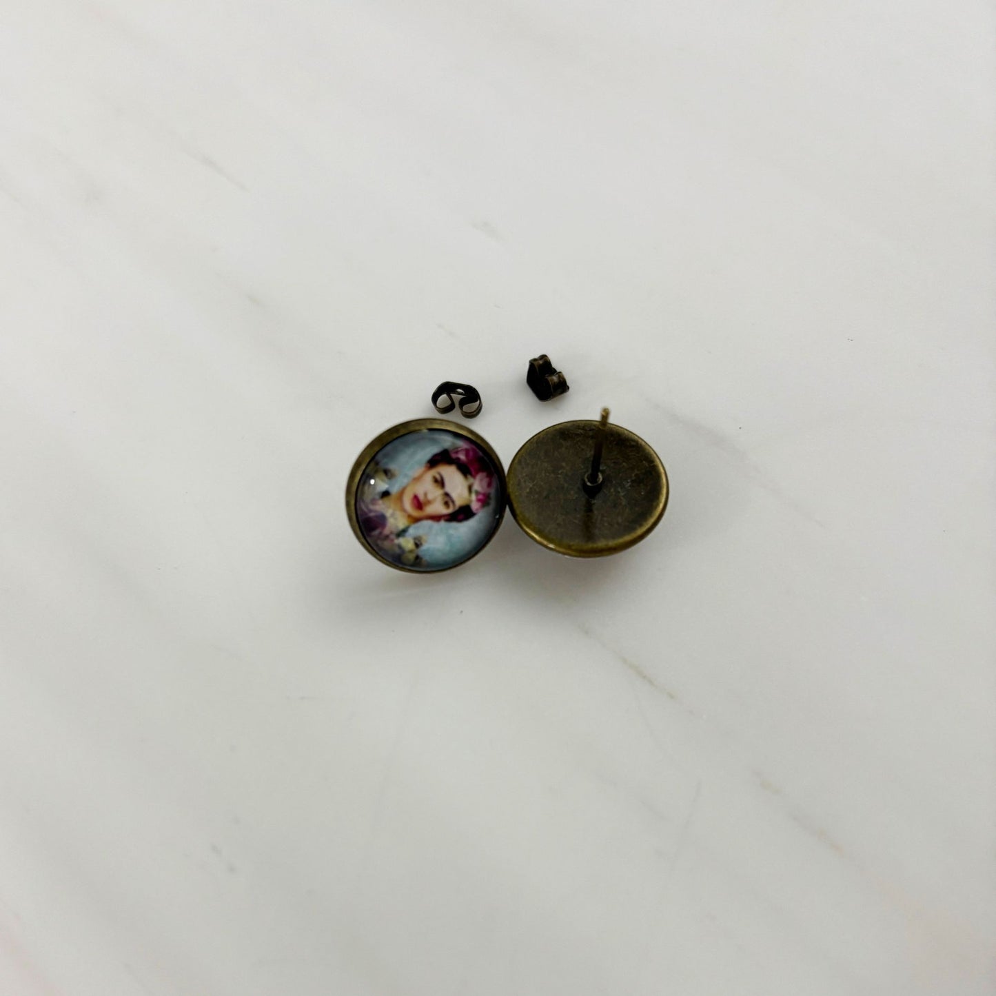 Frida Kahlo Small Cabochon Stud Earrings | Frida Portrait Jewelry