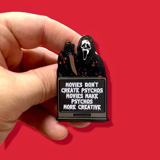 Scream Ghostface Movies Don’t Create Psychos Enamel Pin | Horror Movie Hard Enamel Collector Badge