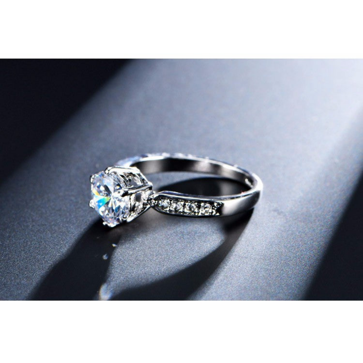 Luxe Cubic Zirconia Solitaire Ring | Fake Engagement Ring | Rose Gold or Platinum | Sizes 5.5–9