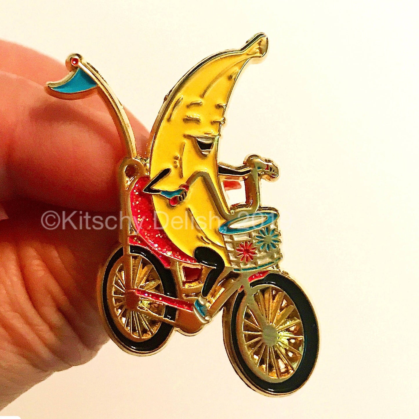 Banana Seat Glitter Bicycle Enamel Pin