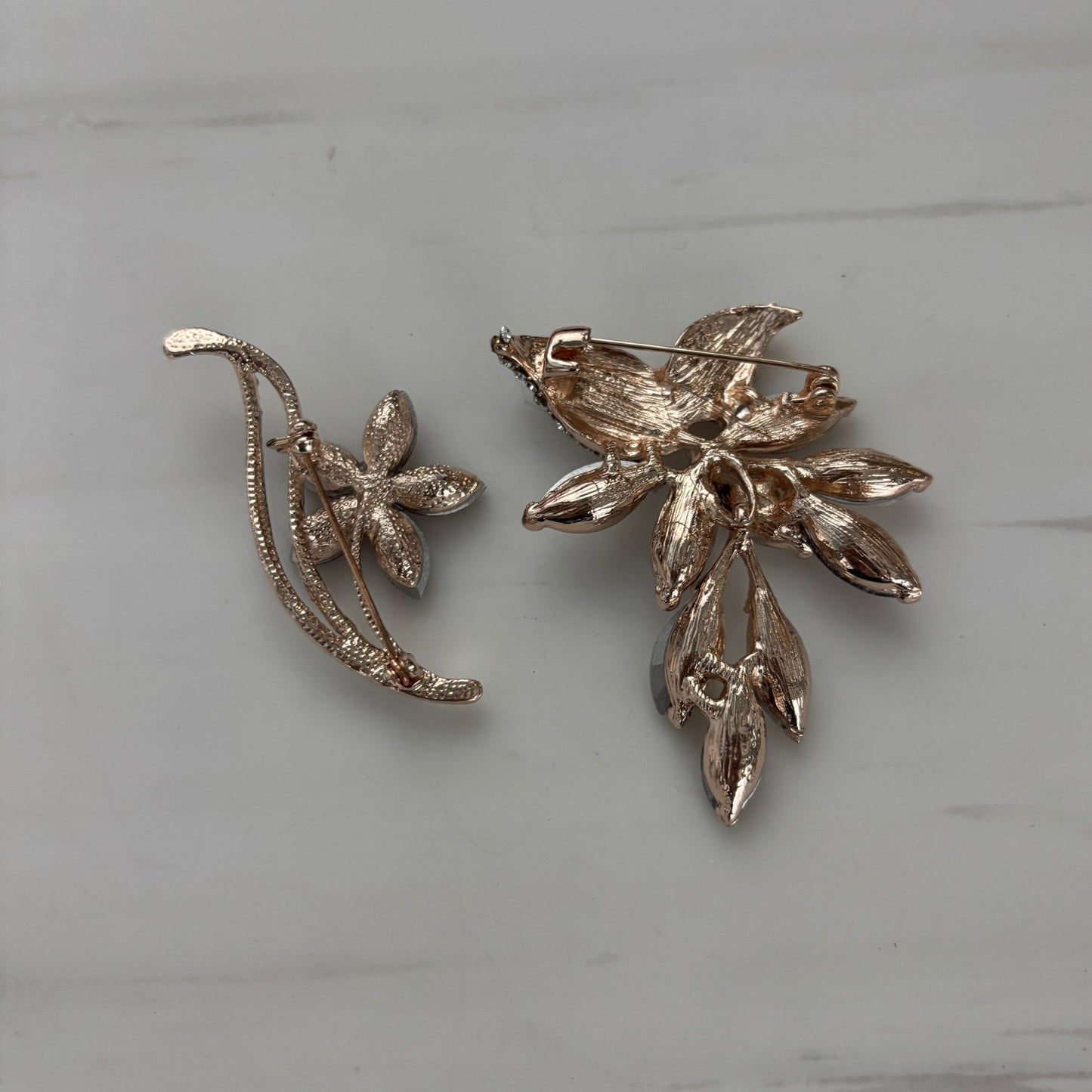 Burgundy Hue Brooch Set of 2 | Coordinating Gem & Gold Brooches