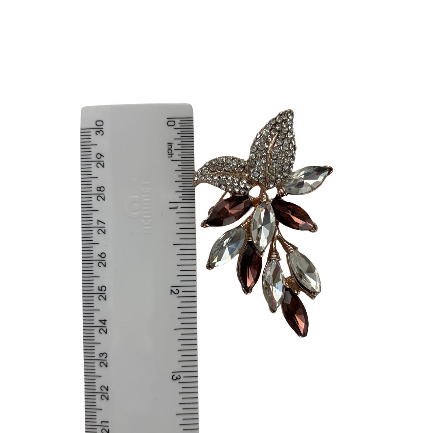 Burgundy Hue Brooch Set of 2 | Coordinating Gem & Gold Brooches