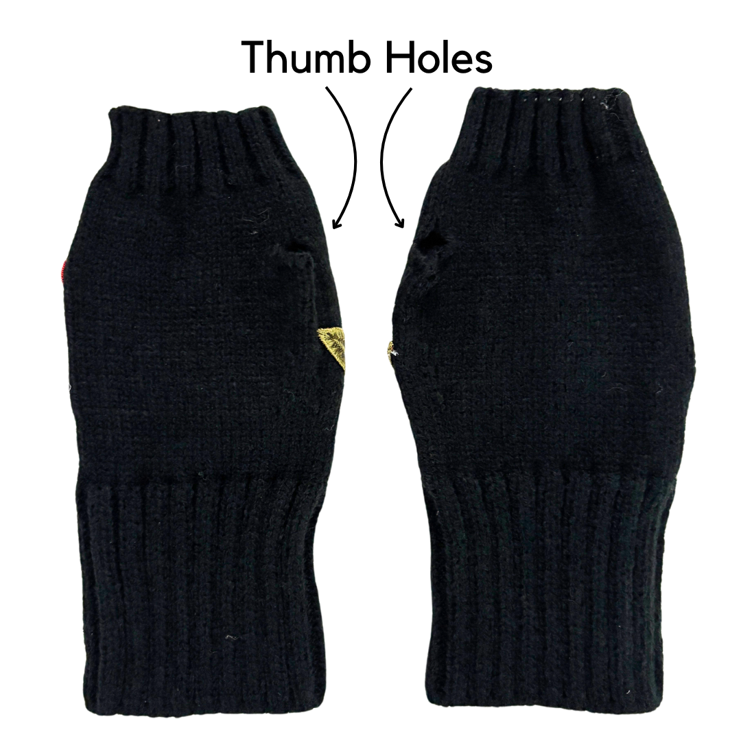 3D Rose Applique Fingerless Gloves | Paper & Quartz-Paper & Quartz-The Bullish Store