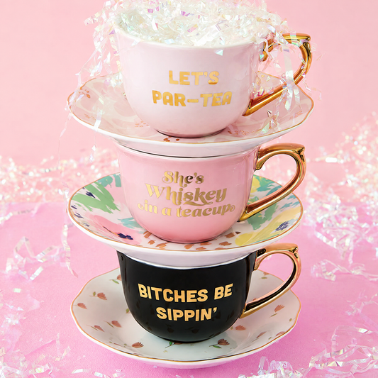 Funny Tea Cup and Saucer Set | 4 Styles | Slant Collections