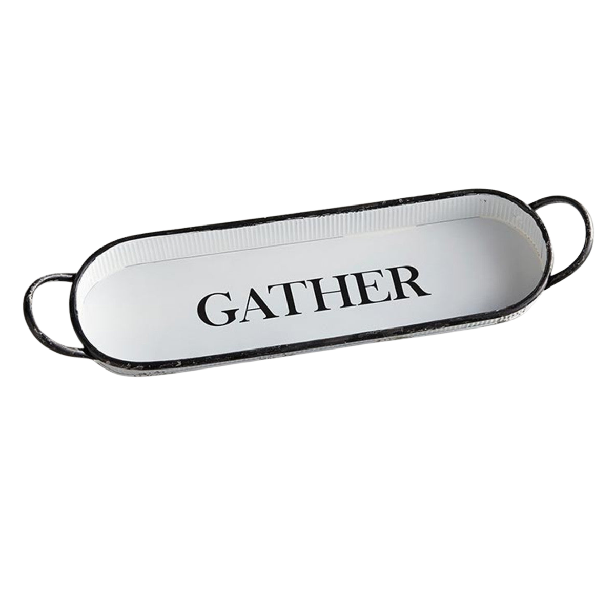 Gather Oval Tray | Decorative Metal Rustic Serving Tray | 20" x 6.5"-47th & Main-The Bullish Store