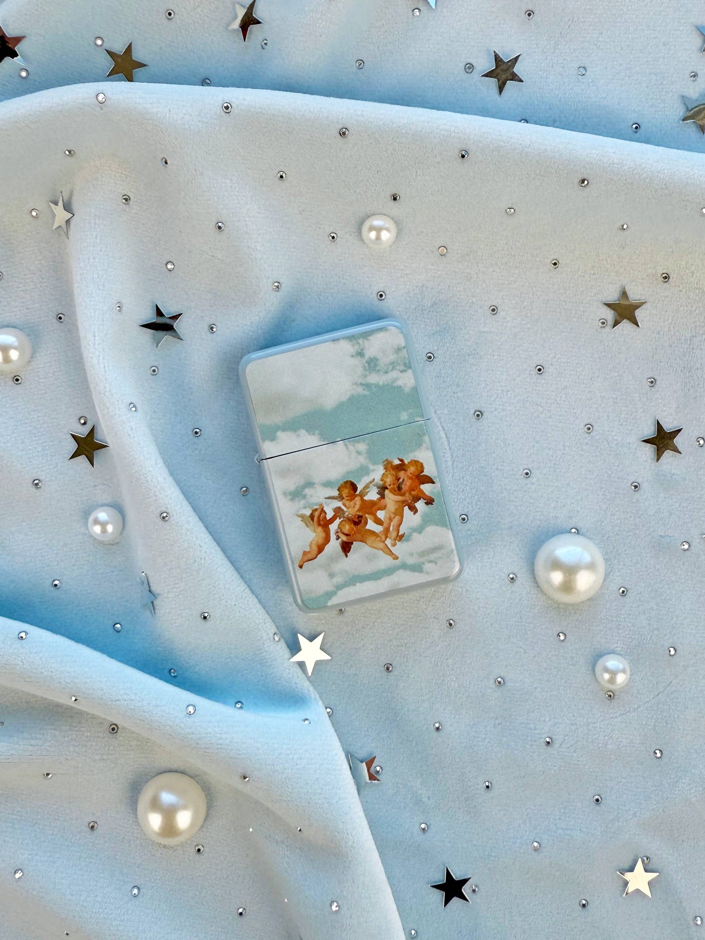 Cherub Refillable Lighter | Vintage Angel Cherub Metal Lighter | Retro Sky Aesthetic Pocket Lighter