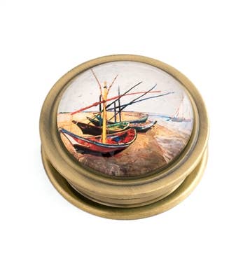 Fishing Boats on the Beach Folding Magnifier | Giftable Magnifying Glass