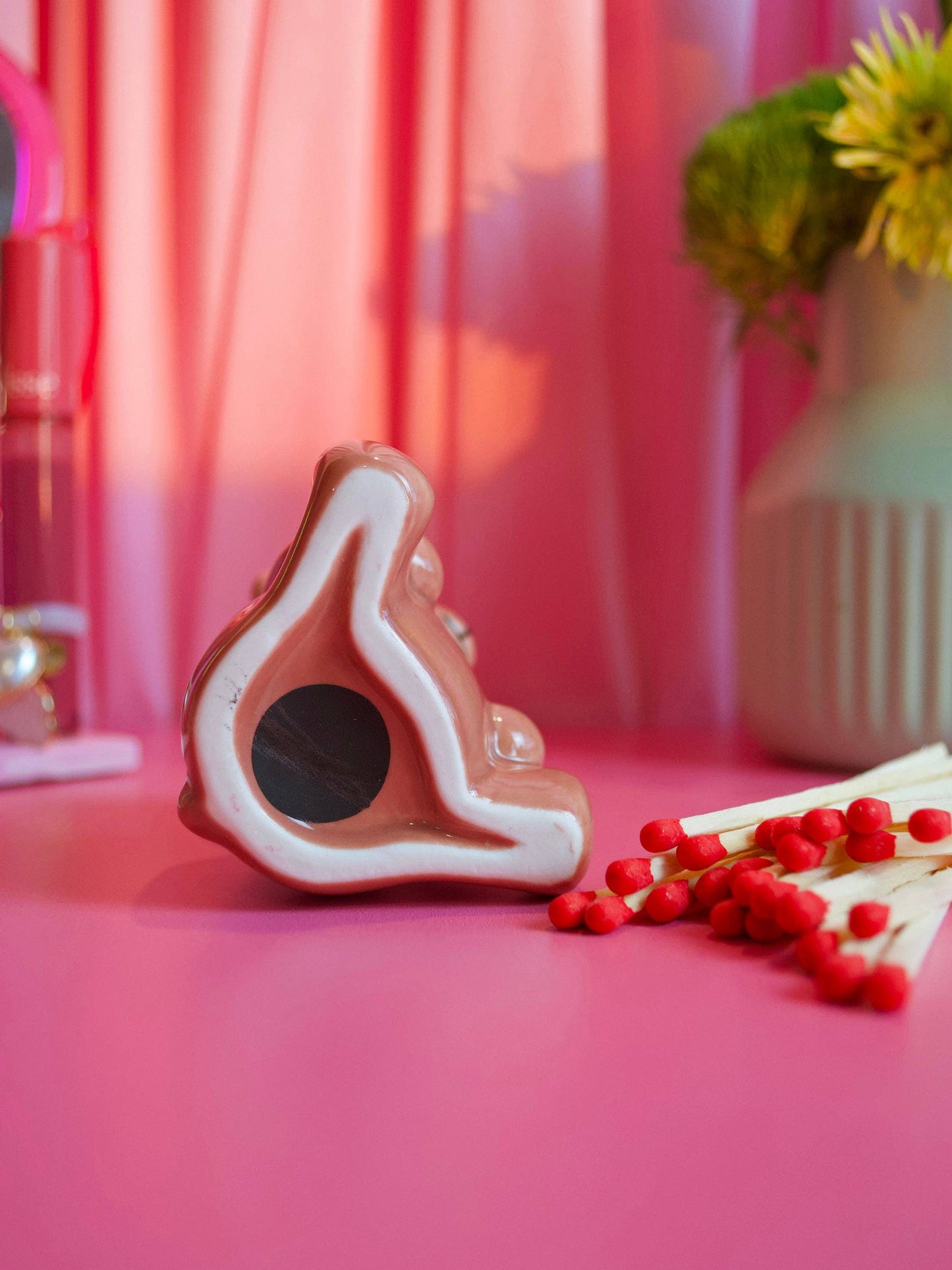 Teddy Bear Match Striker | Ceramic Bear Match Holder & Striker | Cute Vintage Style Matchstick Decor