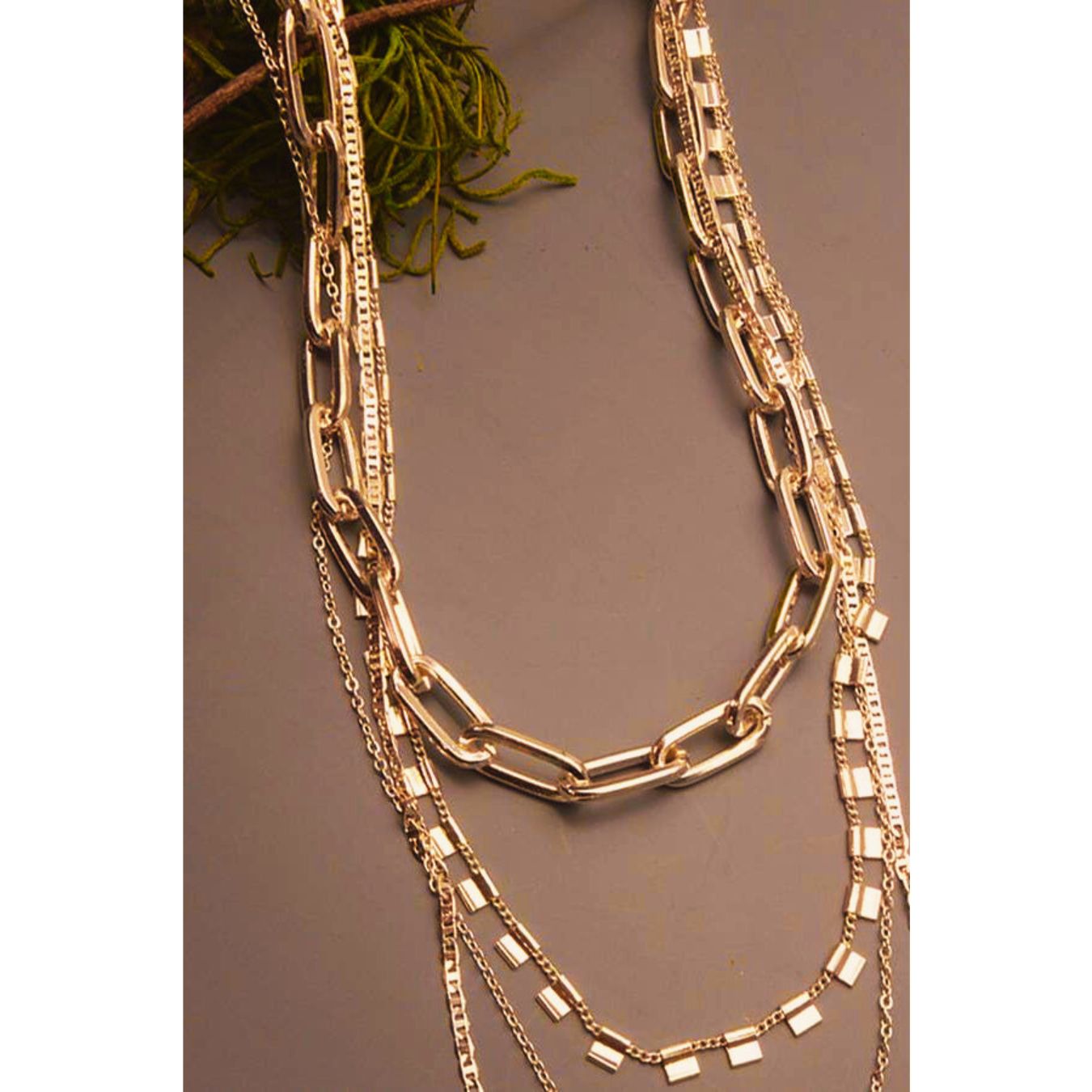 4 Chunky Chain Link Necklace | Multi Layer Chain Gold Tone Fashion Jewelry