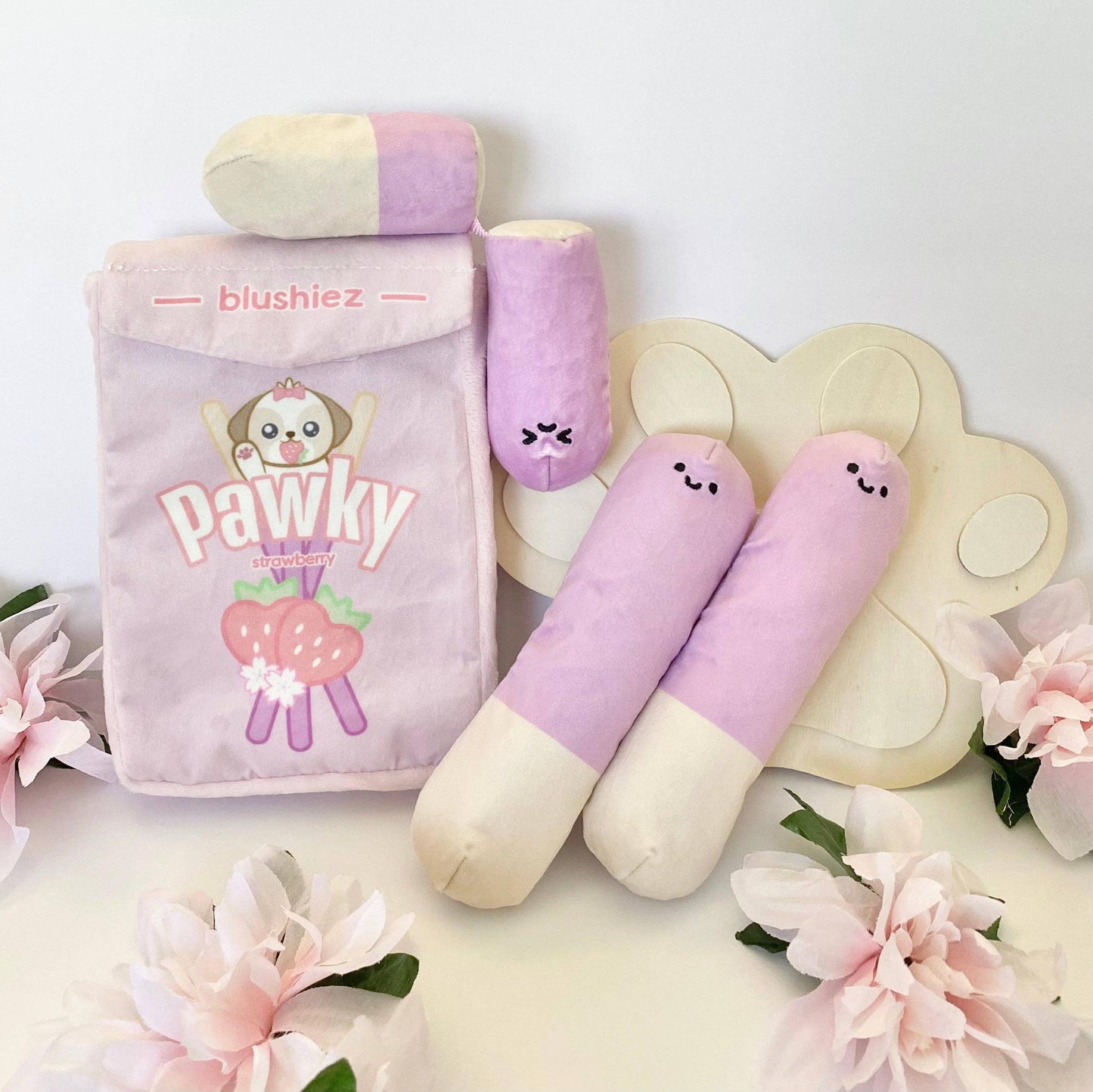 4 Piece Dog Toy Strawberry "Pawky" Interactive/Nosework | Japanese Snack Theme-Blushiez-The Bullish Store