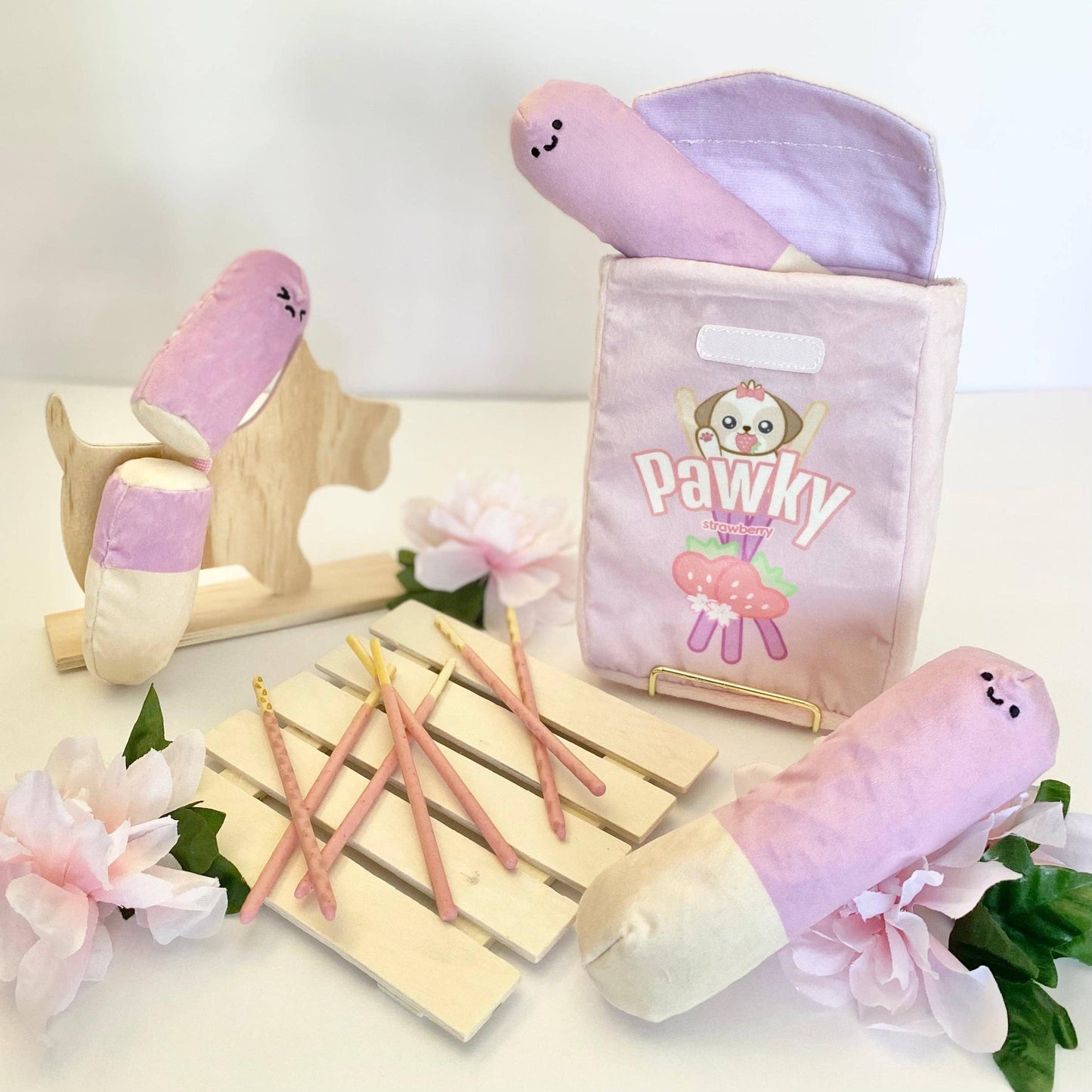 4 Piece Dog Toy Strawberry "Pawky" Interactive/Nosework | Japanese Snack Theme-Blushiez-The Bullish Store