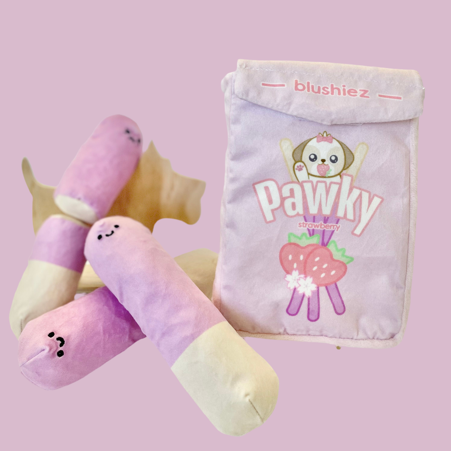 4 Piece Dog Toy Strawberry "Pawky" Interactive/Nosework | Japanese Snack Theme-Blushiez-The Bullish Store