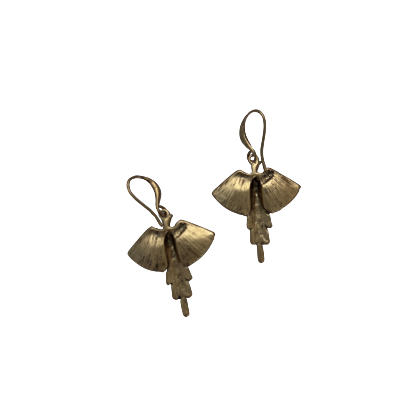 Bronze Phoenix Deco Dangle Earrings | Art Deco Bird Motif | 1.7" Ear Wire