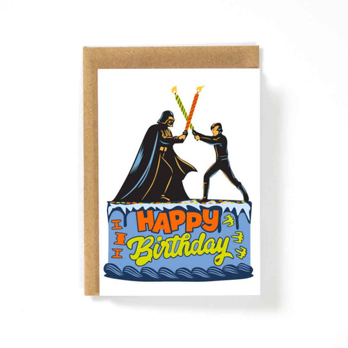 Jedi Battle Happy Birthday Cake Card | Greeting Card