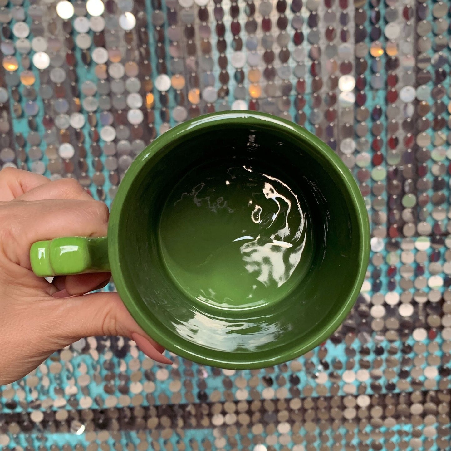 420 Handle Leaf Mug in Green | Ceramic Coffee Tea Cup | 20oz