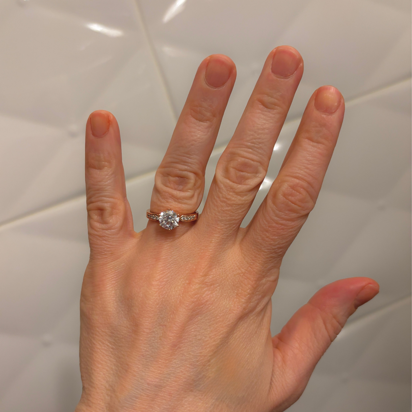 Luxe Cubic Zirconia Solitaire Ring | Fake Engagement Ring | Rose Gold or Platinum | Sizes 5.5–9