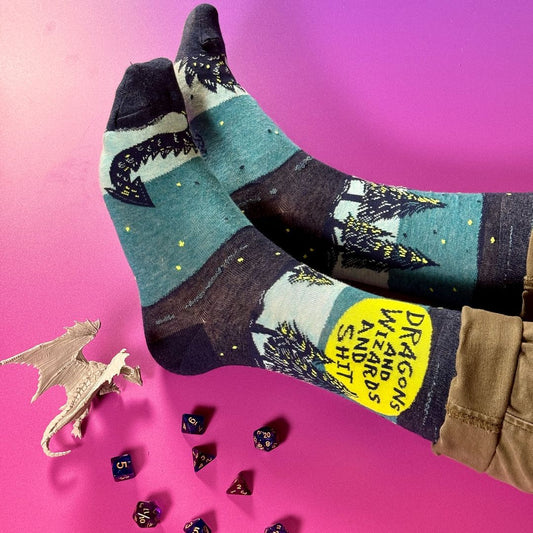 Dragons And Wizards And Shit Men's Crew Socks | BlueQ at GetBullish