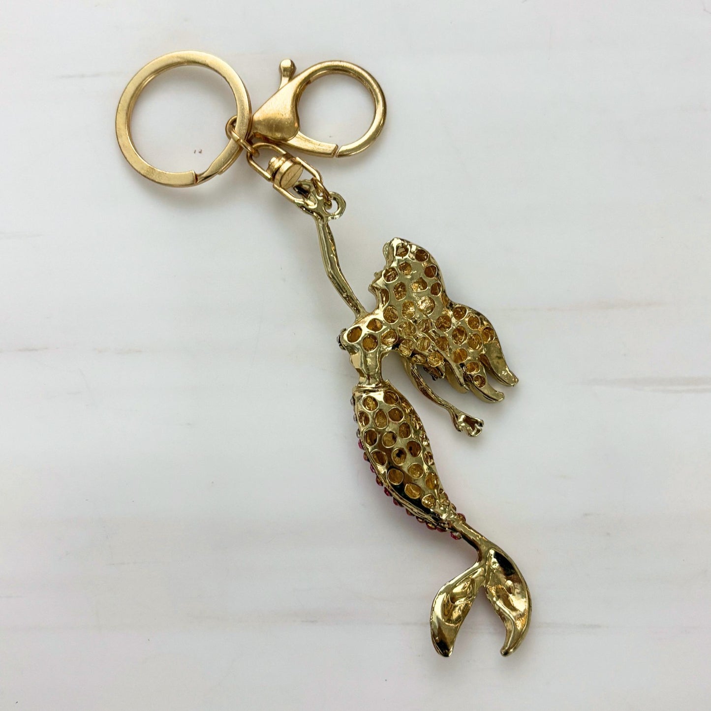Brunette Mermaid Keychain & Bag Charm | Hard Enamel Metal Charm 6"