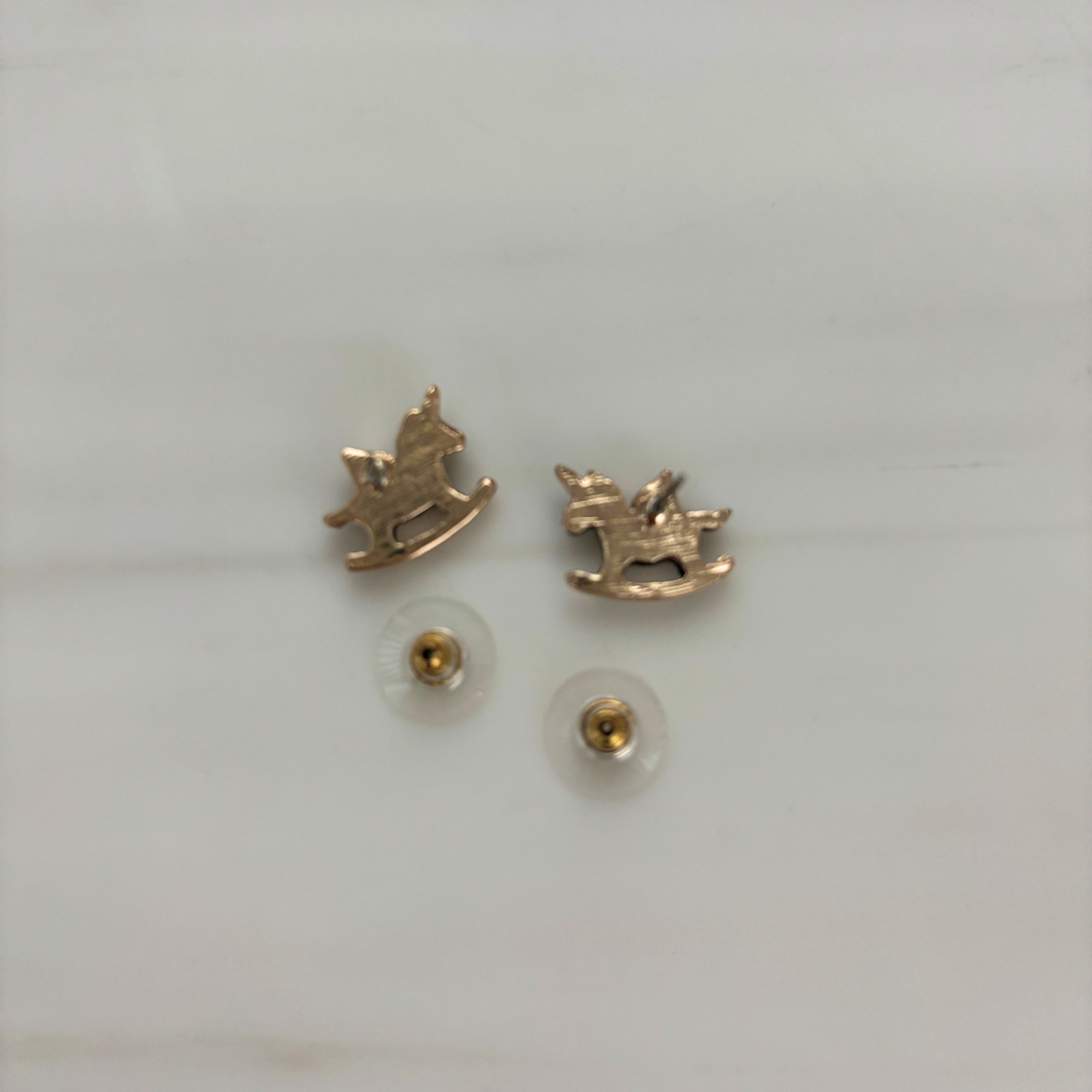 Rocking Unicorn Stud Earrings | Black & Gold | 0.6"