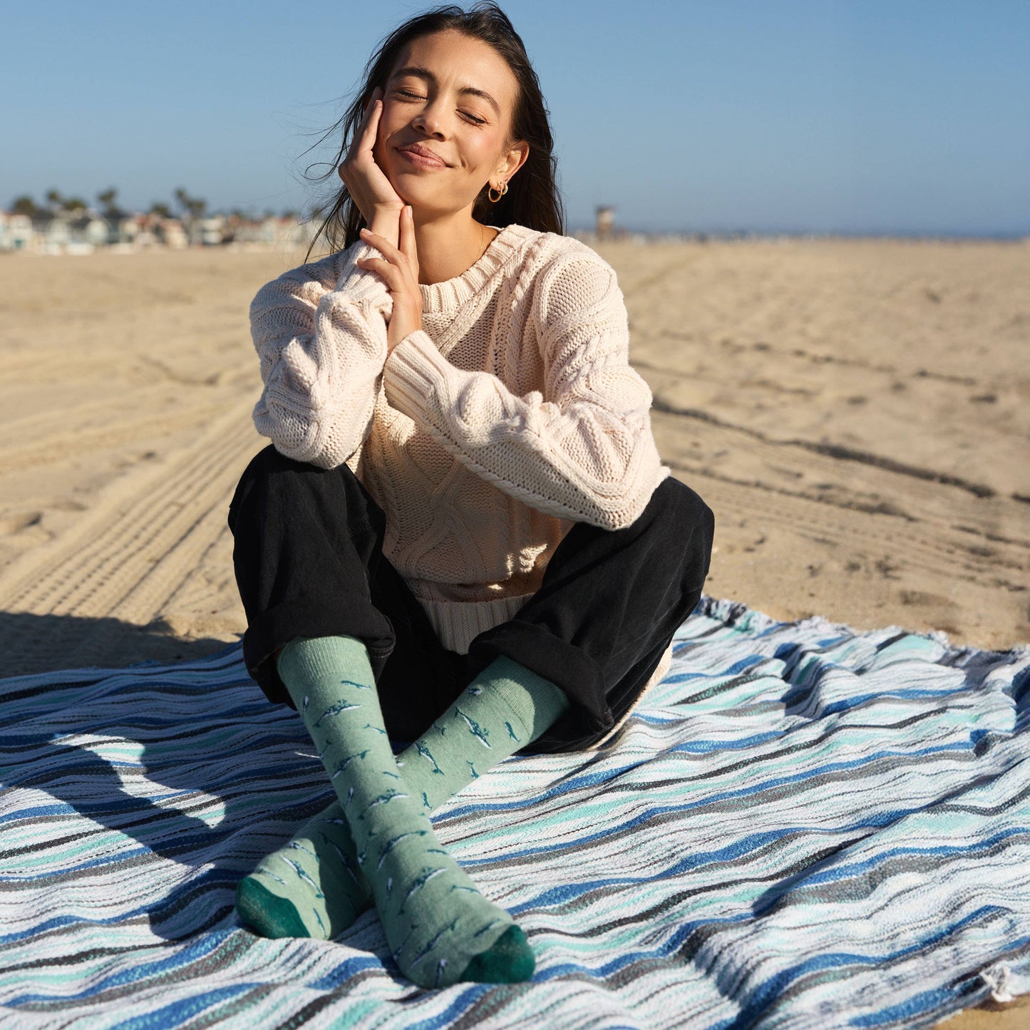 Men's Socks that Protect Whales (Sea Green) | Fair Trade | Fits Men's Sizes 8.5-13