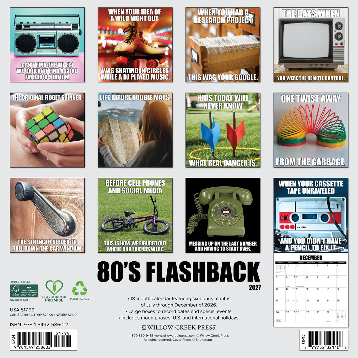 80's Flashback 2027 Wall Calendar | 12" x 12"