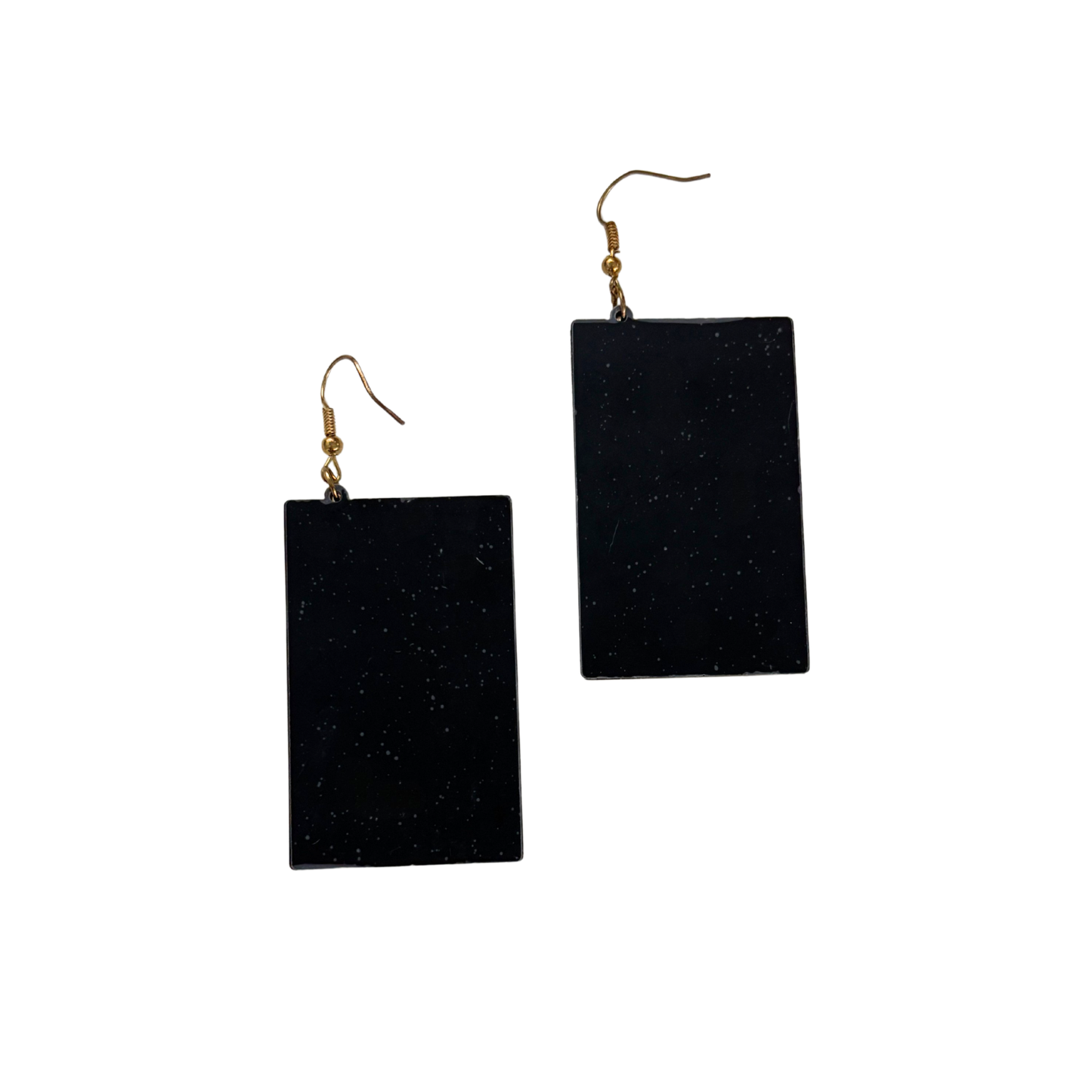 Jumbo Cassette Dangle Earrings in Gold | Matte Gold & Pearl Acetate | 3" Ear Wire