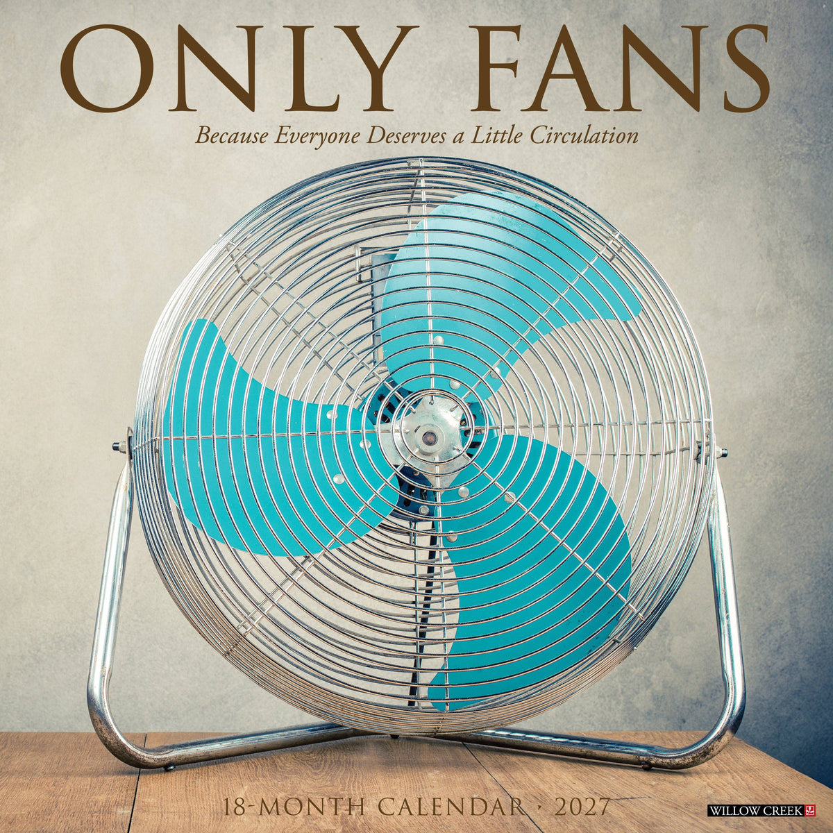 Calendar cover with a vintage-style fan and text 'Only Fans'