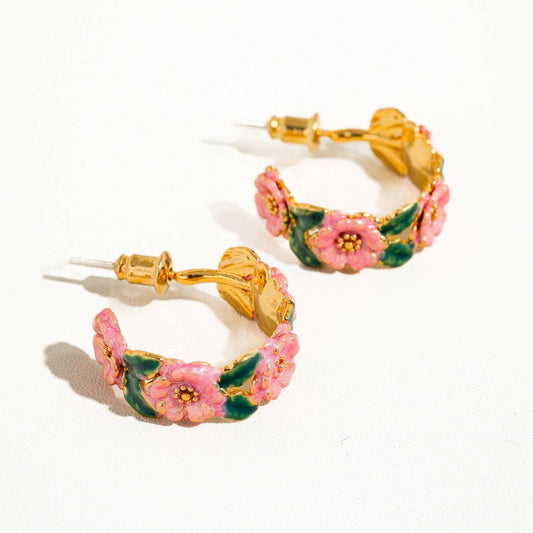 Jocelyn 18K Gold-Plated Floral C-Hoop Earring