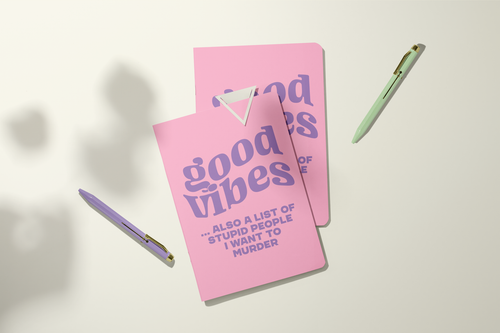 Good Vibes + Stupid People Mini Pocket Journal | Mini Notebook | 40 Pages