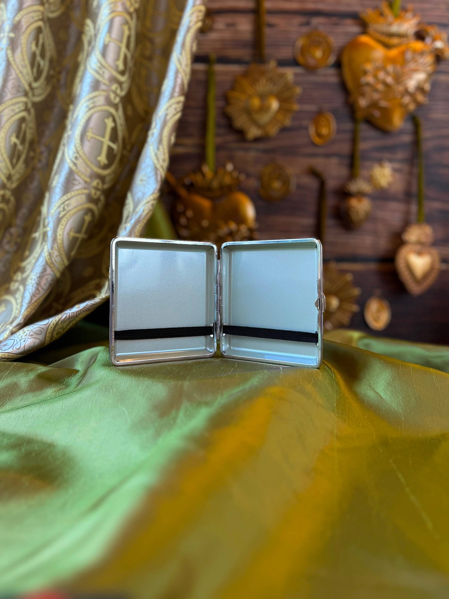 Our Lady of Sorrows Cigarette Case | Vintage Religious Art Cig Case | Gothic Catholic Card & Cash Holder