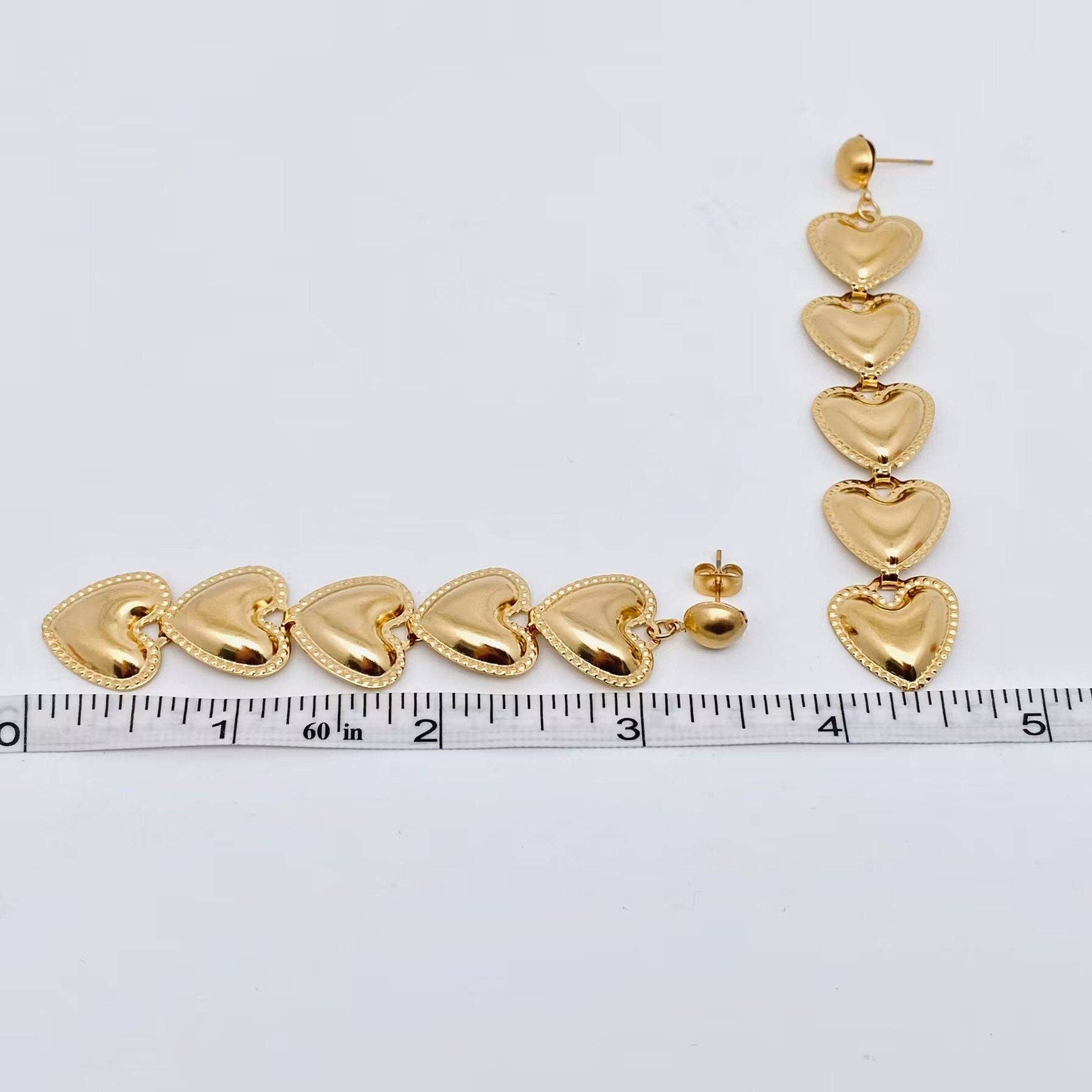 5 Heart Charm Gold Plated Stainless Steel Earrings | Fashion Party Earrings