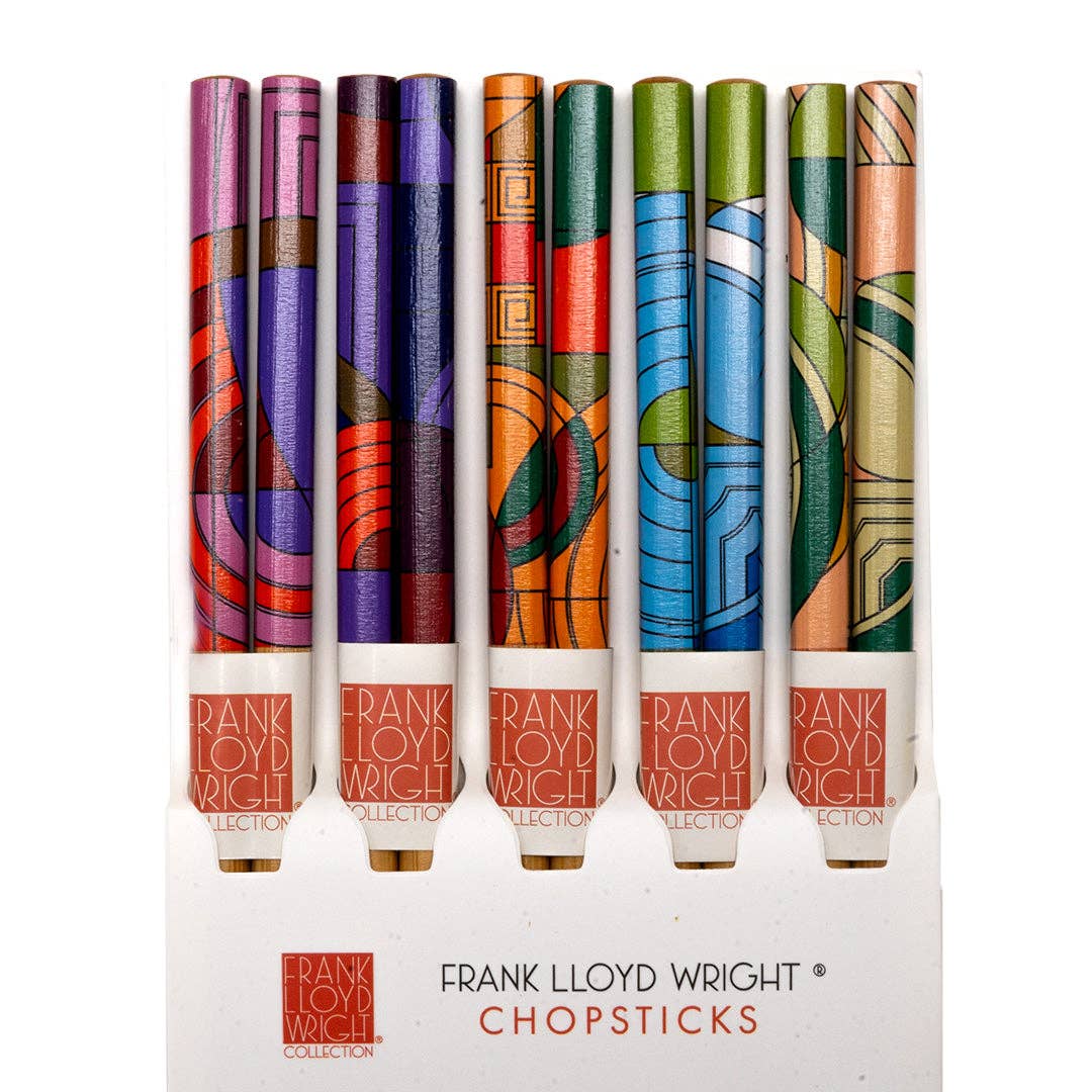5-Piece Frank Lloyd Wright Max Hoffman Bamboo Chopsticks Set | Gift Box