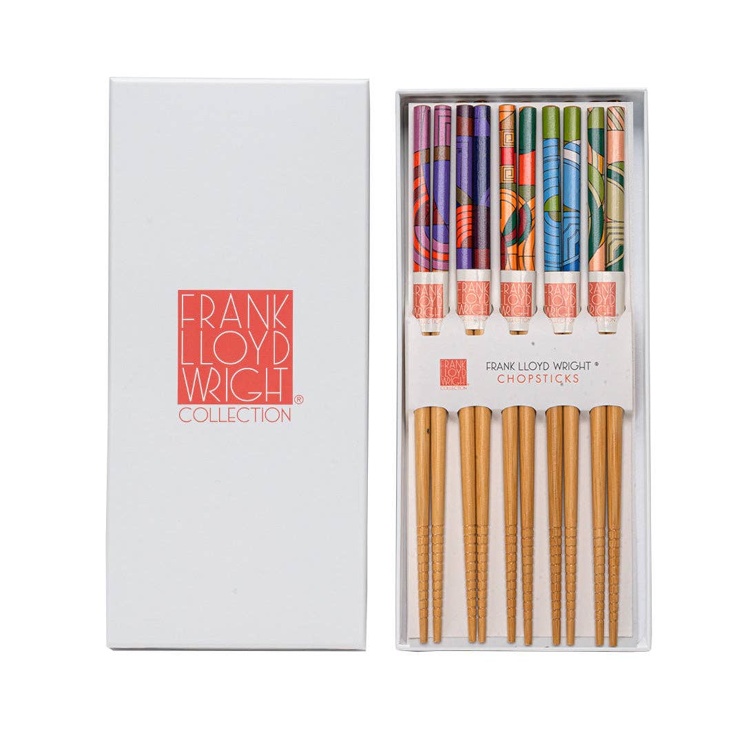 5-Piece Frank Lloyd Wright Max Hoffman Bamboo Chopsticks Set | Gift Box
