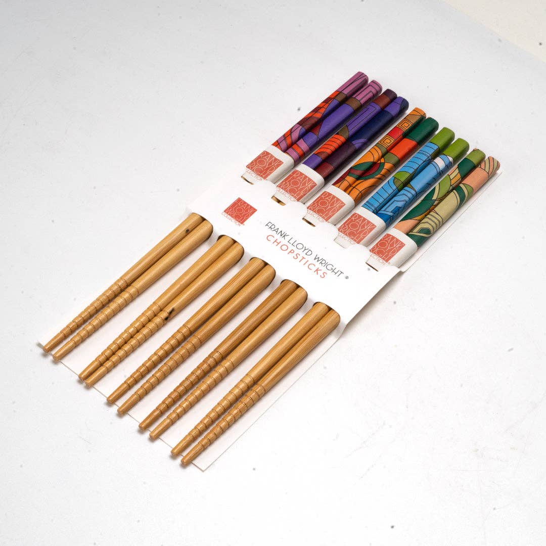5-Piece Frank Lloyd Wright Max Hoffman Bamboo Chopsticks Set | Gift Box