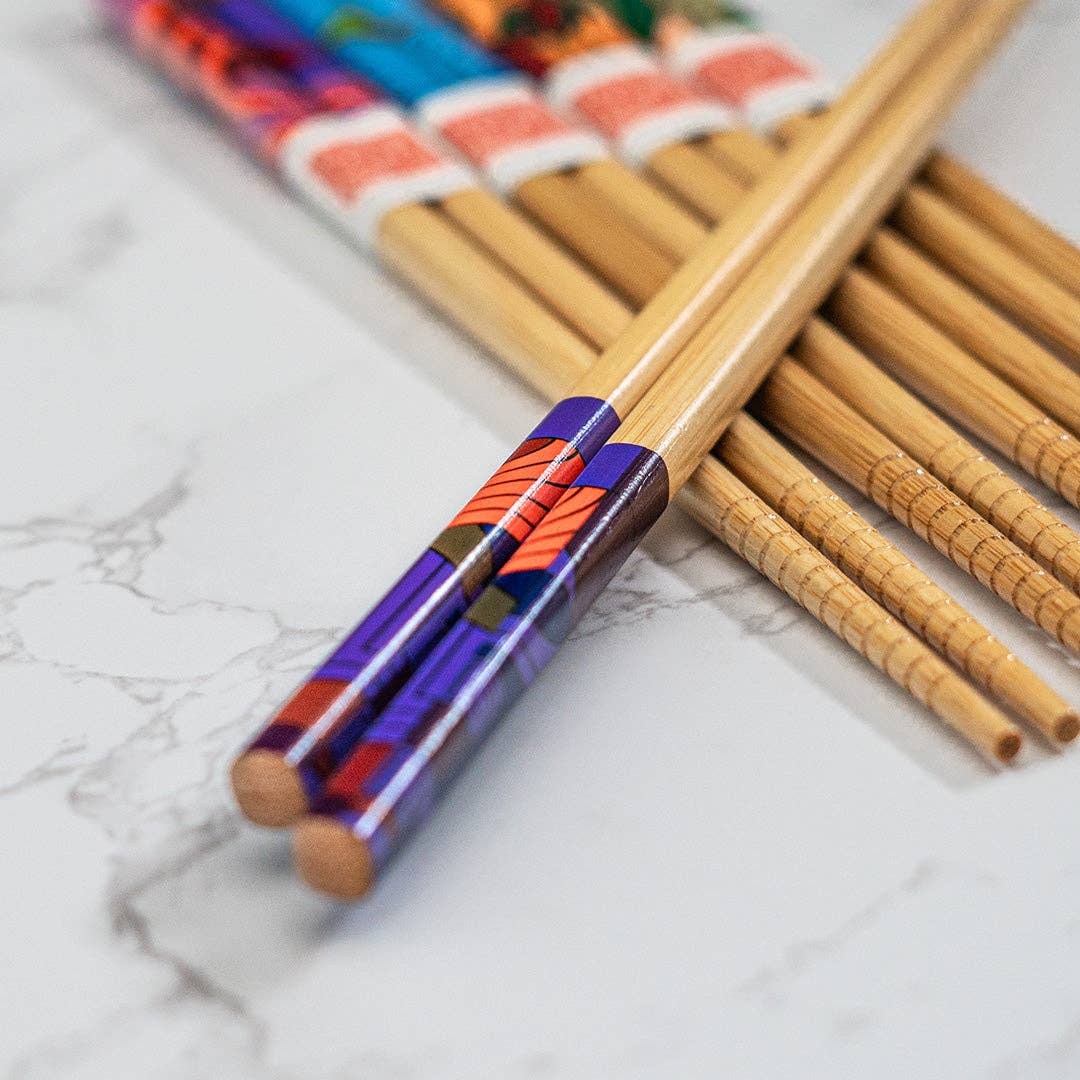 5-Piece Frank Lloyd Wright Max Hoffman Bamboo Chopsticks Set | Gift Box