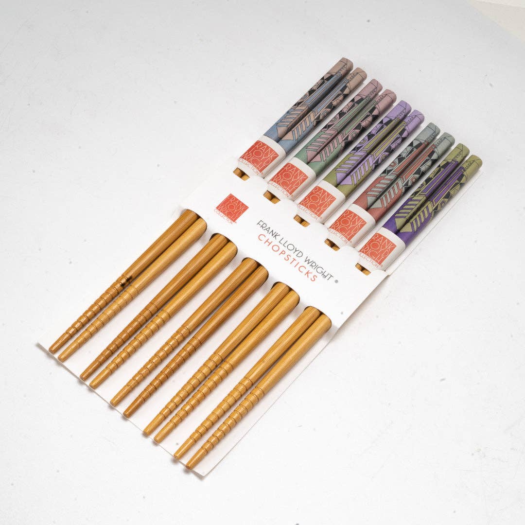 5-Piece Frank Lloyd Wright Peacock Rug Bamboo Chopsticks Set | Gift Box