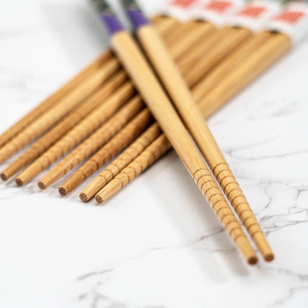 5-Piece Frank Lloyd Wright Peacock Rug Bamboo Chopsticks Set | Gift Box