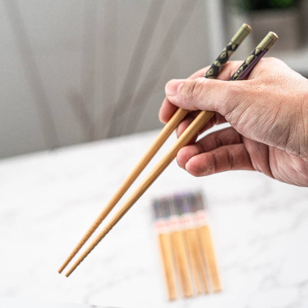 5-Piece Frank Lloyd Wright Peacock Rug Bamboo Chopsticks Set | Gift Box