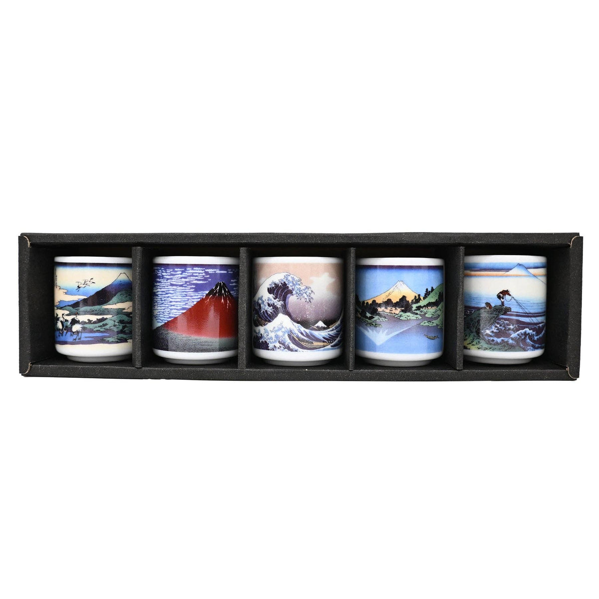 5-Piece Hokusai Porcelain Sake Cup Gift Set | 1.5 fl oz