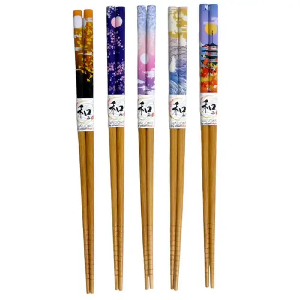 5-Piece Japanese Scenery Bamboo Chopsticks Set | Gift Box