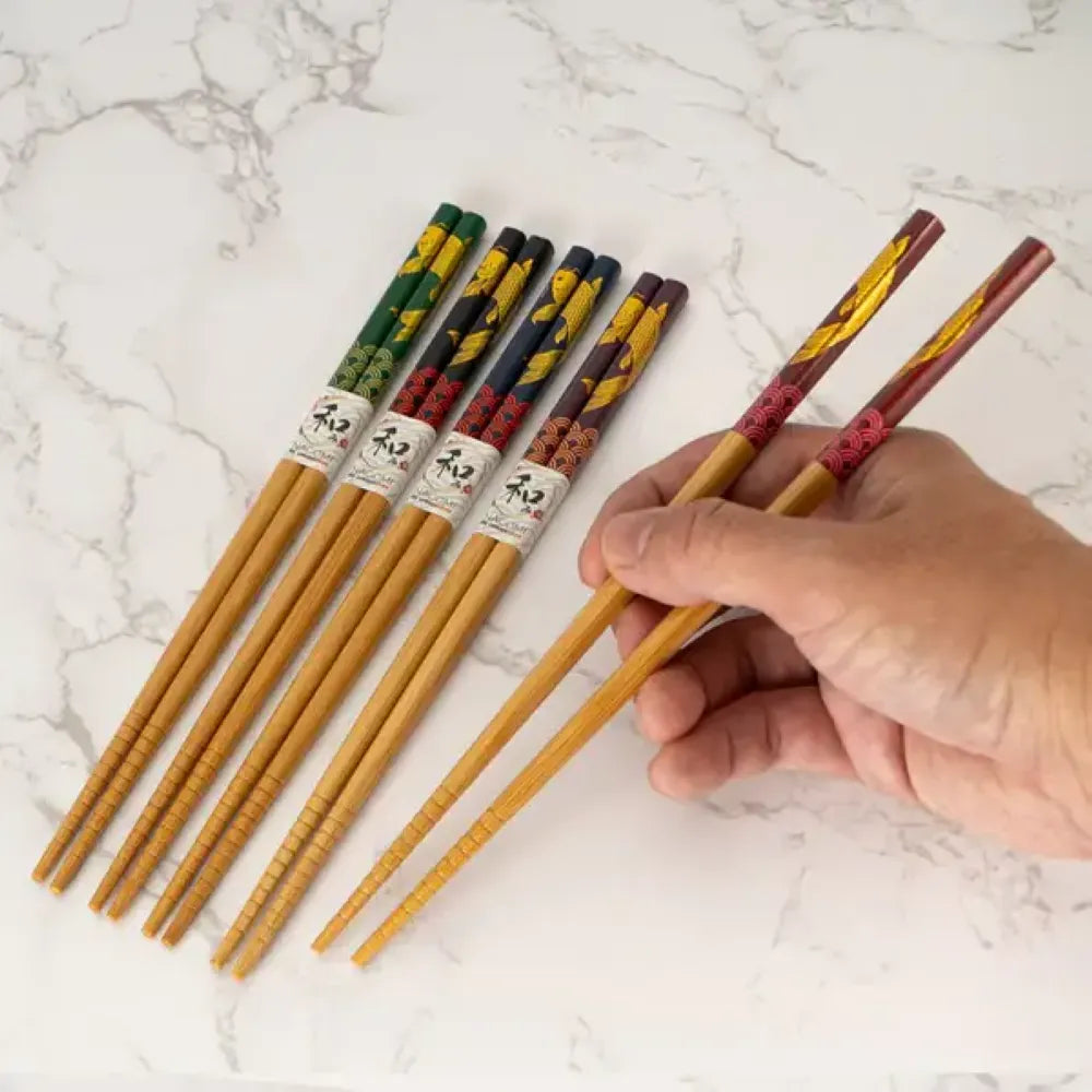 5-Piece Koi Fish Bamboo Chopsticks Set