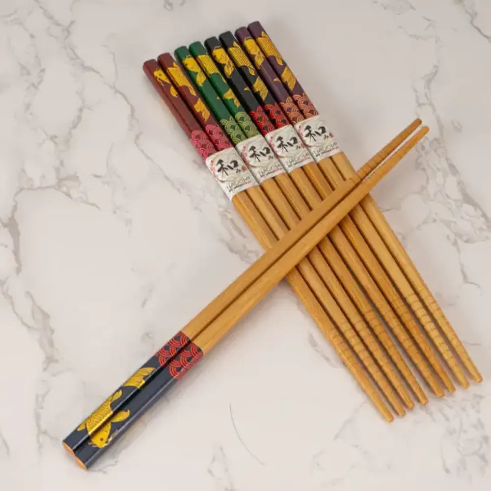 5-Piece Koi Fish Bamboo Chopsticks Set