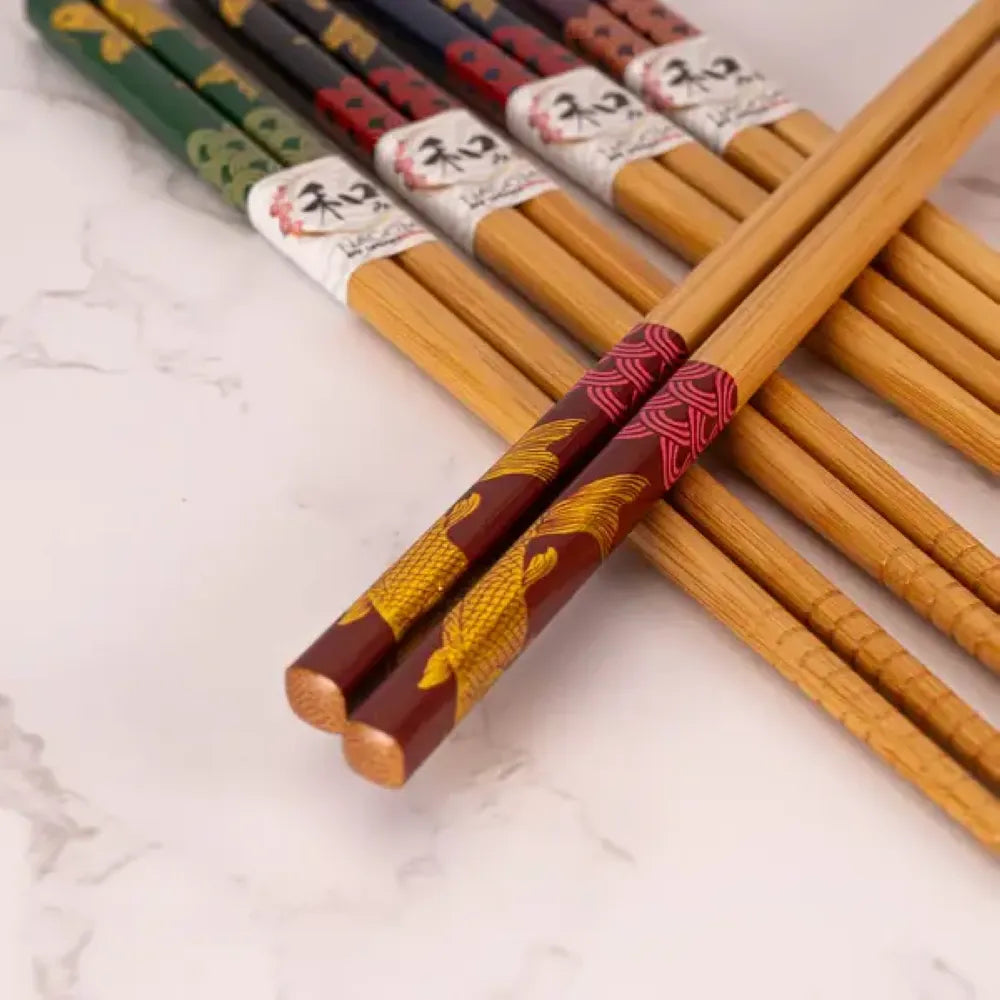 5-Piece Koi Fish Bamboo Chopsticks Set