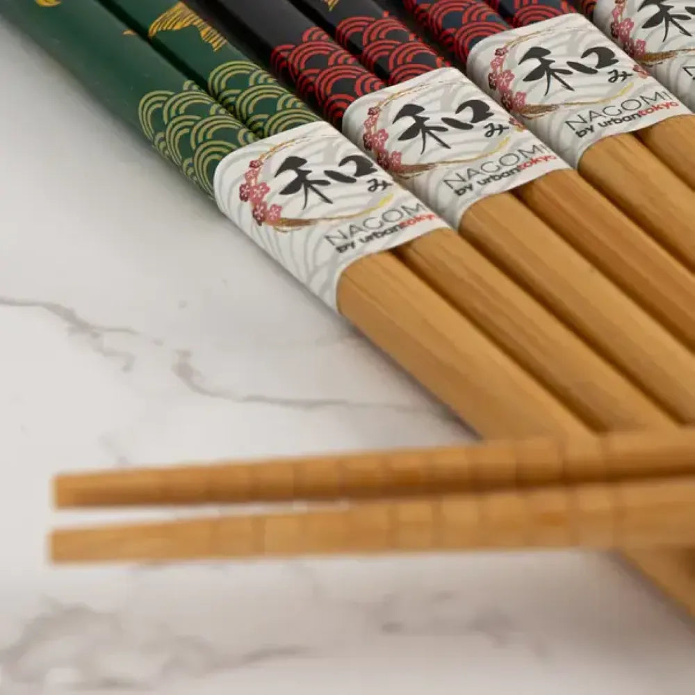 5-Piece Koi Fish Bamboo Chopsticks Set